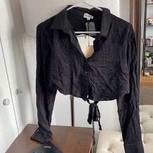 Superdown black cropped top